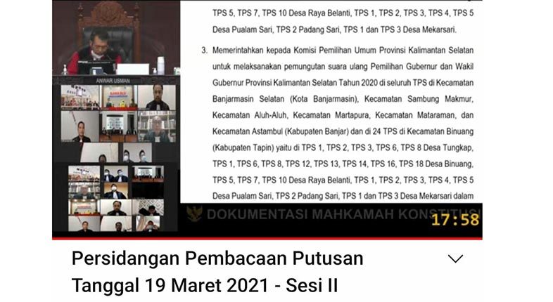 Sidang Putusan MK pilkada 2020 Kalsel