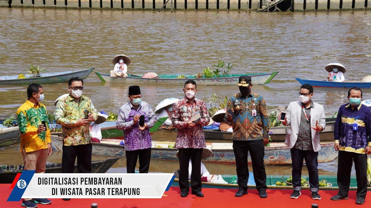 Bank Indonesia (BI) bekerja sama dengan Bank BTN dan Link Aja meresmikan Digitalisasi Pembayaran pada Pedagang Pasar Terapung Lok Baintan