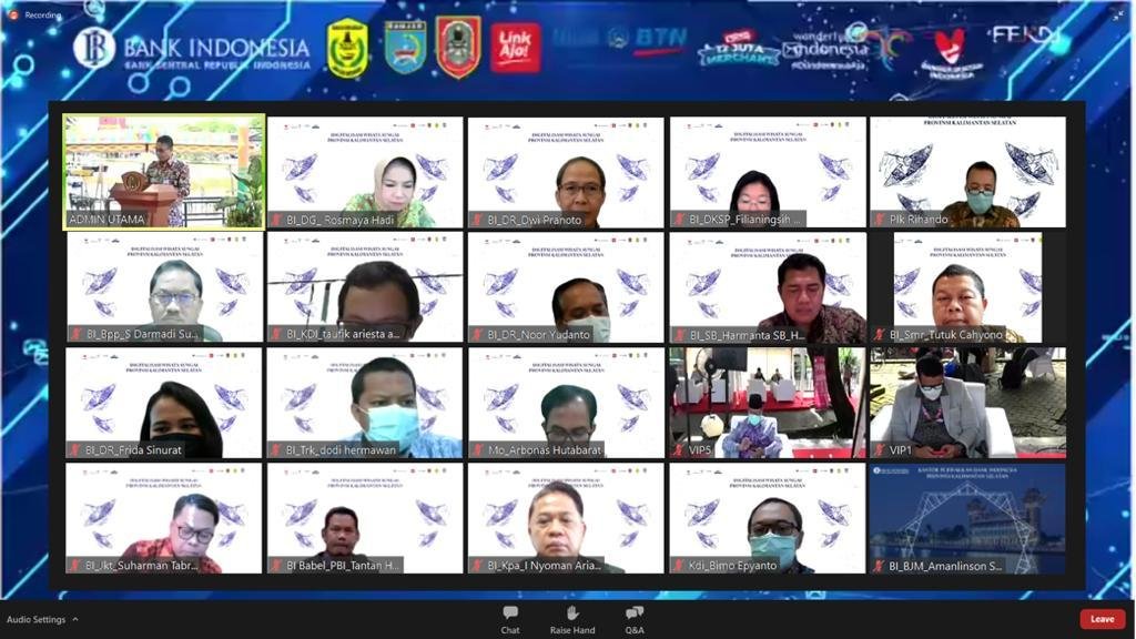 Bank Indonesia (BI) bekerja sama dengan Bank BTN dan Link Aja meresmikan Digitalisasi Pembayaran pada Pedagang Pasar Terapung Lok Baintan