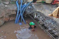 Pipa air bersih milik PDAM Bandarmasih di Jalan Sutoyo Banjarmasin kembali bocor