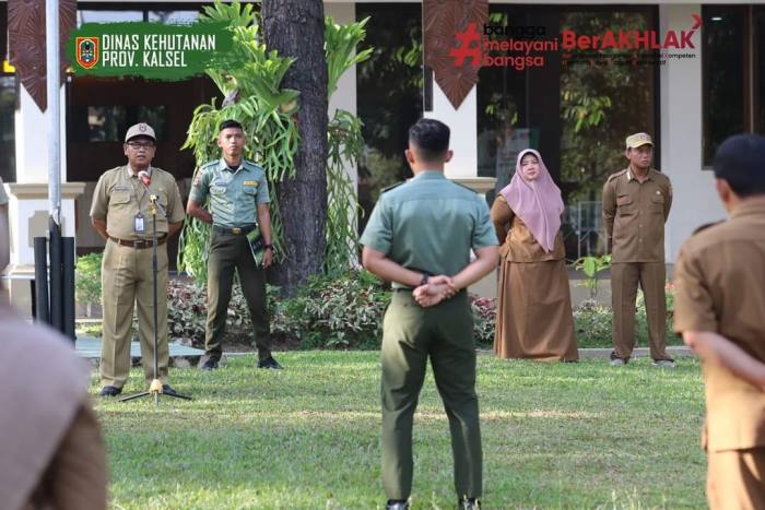sampaikan kegiatan Imbal Jasa Tahura SA pada apel bersama, Senin (20/202023). Foto Ist
