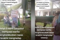 Momen pernikahan berakhir duka setelah sang mempelai wanita di Palembang, benama Dewi menghembuskan nafas terakhirnya, 5 menit dari proses ijab kabul. (Capture: Ig@Viralyes)
