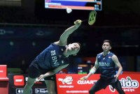 Fajar/Rian menang dengan skor 21-9 dan 23-21 atas pasangan Malaysia Goh/Nur. Berkat kemenangan itu, Fajri menjadi satu-satunya wakil Indonesia lolos ke semifinal Korea Open 2023 dan ditantang pasangan Korsel Kang/Seo. (PBSI.ID)