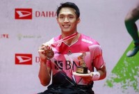 Jonatan Christie saat menjuarai Indonesia Masters 2023. (Foto: Bola.com)