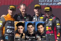 Juara F1 GP Hungaria, Max Verstappen (1), Lando Norris (2), dan Sergio Perez (3). (Capture: F1.TV)