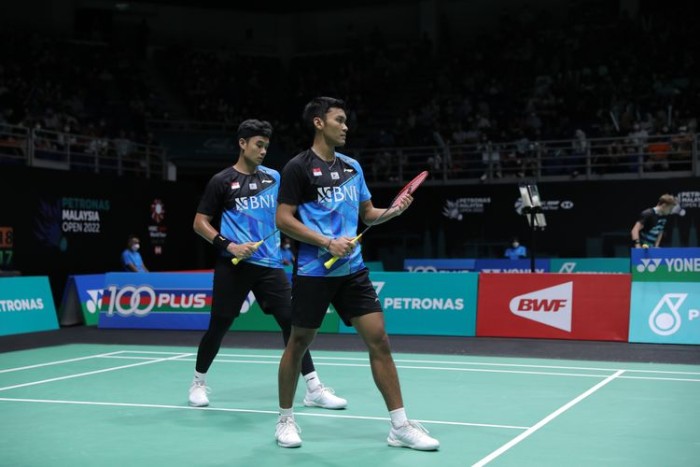 Bagas Maulana/Muhammad Shohibul Fikri kalah dari wakil China Liang Weikeng/Wang Chang dengan skor 18-21, 21-15, dan 14-21. (PBSI)