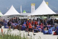Setelah terganggu gelombang panas ekstrem, Jambore Pramuka Dunia di Korea Selatan juga terpaksa berakhir lebih awal menyusul peringatan topan muncul. (ASSOCIATED PRESS/Kim Joo-hyung) 