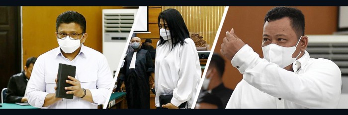 1). Putusan kasasi mantan Kepala Divisi Propam Polri Ferdy Sambo diwarnai dissenting opinion, 2). MA mengurangi vonis Putri Candrawathi dalam kasus pembunuhan berencana Brigadir J dari 20 tahun jadi 10 tahun, dan 3). Eks asisten rumah tangga Ferdy Sambo, Kuat Ma'ruf. (Foto: CNN Indonesia/Antara Foto)
