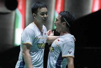 Pasangan 'The Daddies' Mohammad Ahsan/Hendra Setiawan melenggang ke babak 16 besar BWF World Championship 2023. (PBSI)