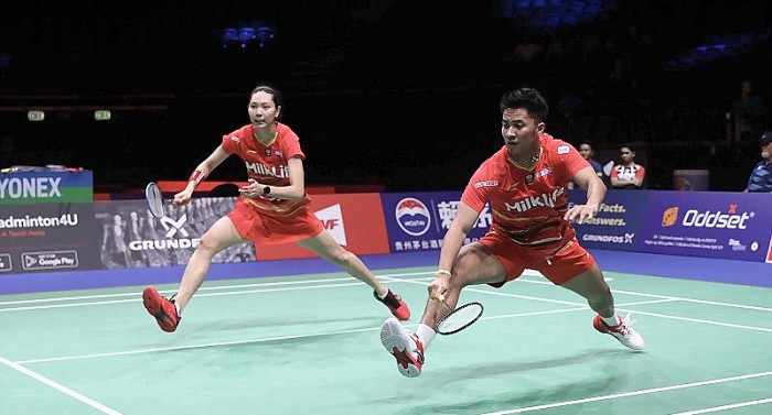 GANDA campuran Indonesia, Dejan Ferdinansyah/Gloria Emanuelle Widjaja disingkirkan duet Prancis Thom Gicquel/Delphine Delrue di babak 32 besar Hong Kong Open (Foto: PBSI)