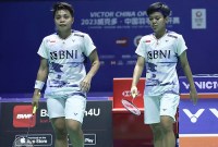 Apriyani Rahayu/Siti Fadia Silva Ramadhanti gagal ke semifinal China Open 2023 kalah dari unggulan kedua asal Korsel, yakni Baek Ha Na/Lee So Hee dengan skor 15-21, 21-18, dan 10-21. (PBSI)