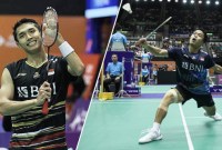 Tunggal Putra Indonesia Jonatan Christie dan Anthony Ginting melenggang ke perempatfinal Hong Kong Open 2023. (PBSI)