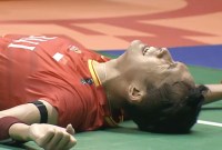 JONATAN Christie juara Hong Kong Open 2023 menang via rubber game, dengan skor 12-21, 22-20, 21-18 atas Kenta Nishimoto, Minggu (17/9/2023).(BWF.TV)