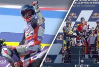 Pembalap Prima Pramac Ducati, Jorge Martin sukses mengasapi dua murid Valentino Rossi usai pastikan juara pada MotoGP San Marino 2023. (capture: MotoGP Live)