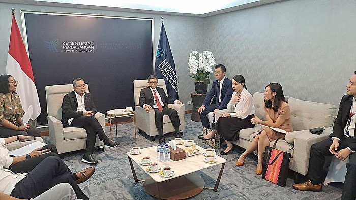 MENTERI Perdagangan Zulkifli Hasan (Zulhas) menerima kunjungan dengan petinggi perusahaan mobil nasional Vietnam, VinFast di Kantor Kementerian Perdagangan, Jakarta, Senin (4/9/2023). (detikcom)