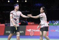 Rinov Rivaldy/Pitha Haningtyas gagal melangkah ke semifinal Hong Kong Open 2023. (PBSI)