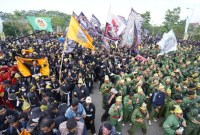10.000 ribu Pesilat Bergerak, pemecahan Rekor MURI silat dilaksanakan tepat di Hari Sumpah Pemuda di halaman Kantor Gubernur Kalsel di Banjarbaru, Sabtu (28/10/2023).. (SuarIndonesia/HUmas)