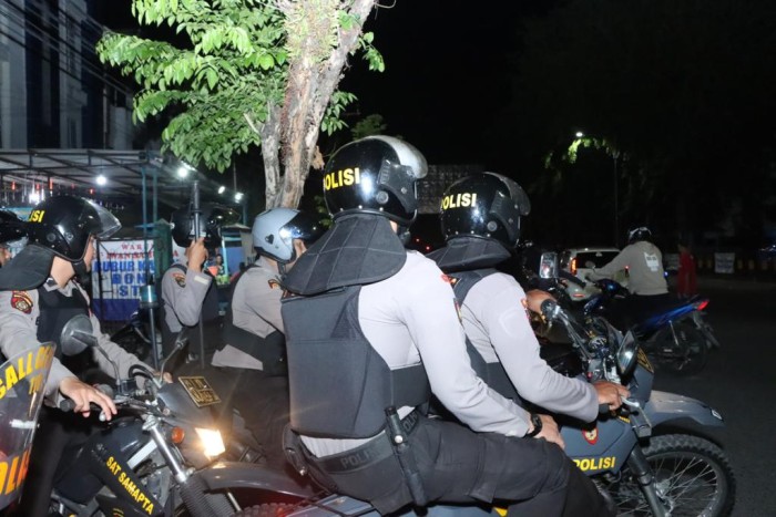 Patroli berskala besar dengan menyisir kota dilakukan jajaran Selasa (24/10/2023) dini hari. (SuarIndonesia/YI)