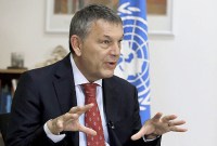 Komisaris Jenderal Badan Bantuan dan Pekerjaan Perserikatan Bangsa-Bangsa (United Nations Relief and Works Agency/UNRWA), Philippe Lazzarini. (AP Photo/Bilal Hussein)