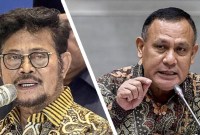 Kolase foto Syahrul Yasin Limpo (SYL) dan Ketua KPK Firli Bahuri. (Antara)