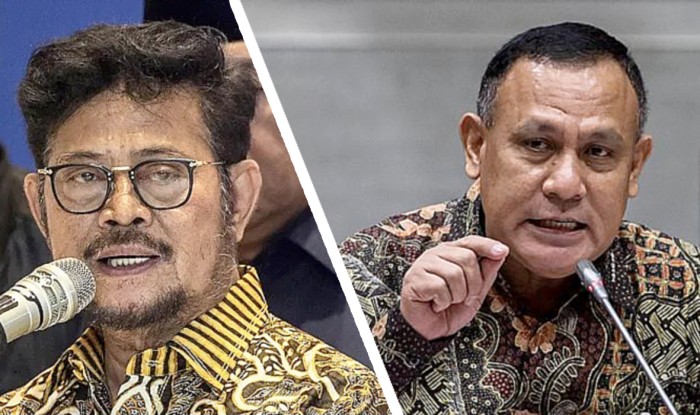 Kolase foto Syahrul Yasin Limpo (SYL) dan Ketua KPK Firli Bahuri. (Antara)
