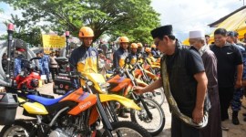Apel gabungan kesiapsiagaan guna menghadapi ancaman bencana hidrometeorologi berupa banjir, puting beliung, tanah longsor, dan gelombang tinggi (batingsor) digelar, di Martapura, Senin (27/11/2023). (SuarIndonesia/Humas)