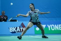 Pebulu tangkis tunggal putri Indonesia, Ester Nurumi Tri Wardoyo, pada babak kedua Korea Masters 2023 di Gwangju Women's University Stadium, Gwangju, Korea Selatan, Kamis (9/11/2023). (PP PBSI)