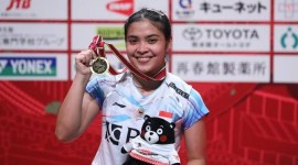 Gregoria Mariska Tunjung meraih gelar juara turnamen Japan Masters 2023 setelah mengalahkan juara Olimpiade 2020 asal Tiongkok Chen Yu Fei dengan skor 21-12, 21-12. (PBSI)