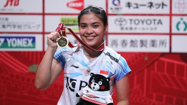 Gregoria Mariska Tunjung meraih gelar juara turnamen Japan Masters 2023 setelah mengalahkan juara Olimpiade 2020 asal Tiongkok Chen Yu Fei dengan skor 21-12, 21-12. (PBSI)