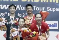 Pasangan ganda campuran Indonesia Dejan Ferdinansyah/Gloria Emanuelle Widjaja tampil sebagai juara di Syed Modi India International 2023, Dejan/Gloria mengalahkan unggulan 5 asal Jepang, Yuki Kaneko/Misaki Matsutomo dengan skor 20-22, 21-19, 25-23, Minggu (3/12/2023). (Capture: SPOTTV)
