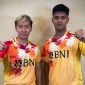 Marcus Fernaldi Gideon/Muhammad Rayhan Nur Fadillah melangkah ke perempat final setelah mengkandaskan Lau Yi Sheng/Lee Yi Bo 21-13, 21-18 dalam ajang Guwahati Masters 2023 di Saru Sajai Indoor Sports Complex, Guwahati, India, Kamis (7/12) sore WIB. (PBSI)