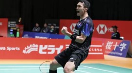Jonatan Christie menang dua gim langsung atas Anders Antonsen dengan skor 21-16, 21-18. (PBSI)