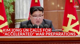 Kim Jong Un, Pemimpin Korea Utara (Korut) Kim Jong Un menyerukan agar persiapan perang, termasuk program nuklir di negaranya, dipercepat. [screenshot: channelnewsasia]