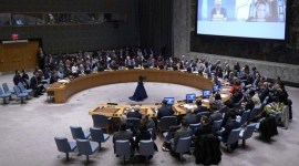 Ilustrasi rapat DK PBB. Voting resolusi Dewan Keamanan PBB akan dilakukan setelah Menlu AS Blinken bertemu para menteri Arab pada Jumat (8/12). (AFP/Timothy A. Clary)