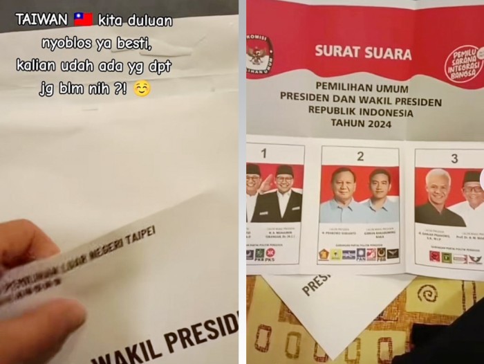 
TKI di Taiwan dapat surat suara pemilu lebih dulu. [foto: @TikTok]