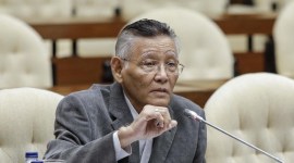 Pakar Hukum Pidana Romli Atmasasmita menolak jadi saksi meringankan Firli . [CNNIndonesia/Adhi W]