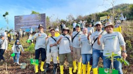 Aksi penanaman pohon serentak untuk memulihkan kawasan hutan di Gunung Pamaton yang berlokasi di Kabupaten Banjar, Provinsi Kalimantan Selatan. [ANTARA/HO-Adaro]