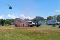 Salah satu helikopter milik Kodam VI/Mulawarman yang siap digunakan mengangkut logistik Pemilu 2024 hingga kawasan perbatasan. [ANTARA/MS Januar]