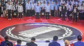KPU menggelar lima kali debat sebagai rangkaian untuk Pilpres 2024. [ANTARA Foto/Galih P]