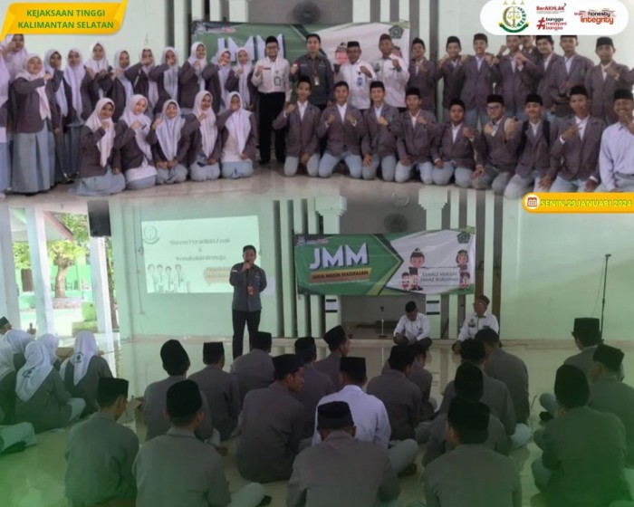 JMM (Jaksa Masuk Madrasah (JMM) sasar sekolah Aliyah Negeri 2 Tapin, Senin (29/1//2024) (SuarIndonesia/Humas)