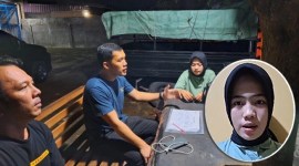 Pihak kepolisian saat menemui Khoirunnisa, dan Khoirunnisa menyampaikan permohonan maaf (foto inzet). [Foto: Polda Sumut/tangkapan layar]