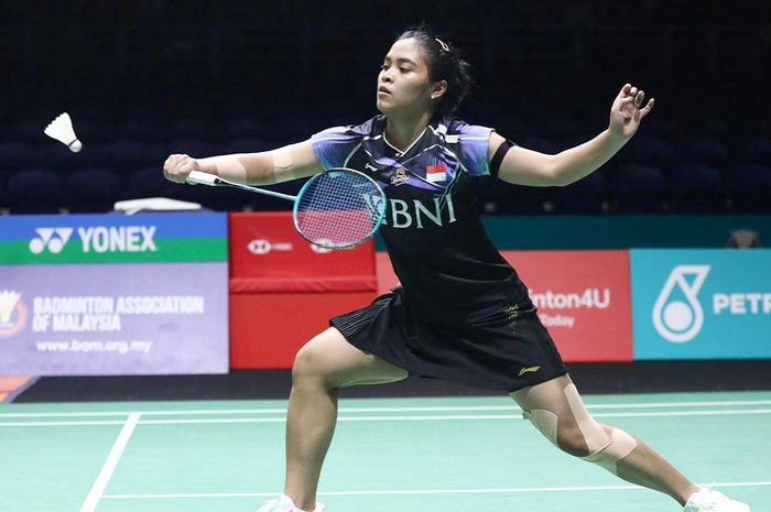 Tunggal putri Indonesia, Gregoria Mariska Tunjung, melaju ke babak kedua Malaysia Open 2024 mengalahkan Natsuki Nidaira (Jepang) 20-22, 21-18, 21-14. [PBSI]
