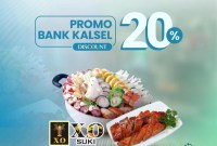 Promo potongan 20 persen bagi pemegang kartu ATM Bank Kalsel di restoran XO Suki dan Cuisine.(Foto -Tangkapanlayarbankkalsel)