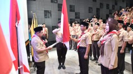 Wakil Wali Kota Banjarmasin, H Ariifin Noor melantik Majelis Pembimbing Gugusdepan (Mabigus) 02.095 - 02.096 Pangkalan Universitas Lambung Mangkurat (ULM), berlangsung di Aula 4 Lecture Theater SAC ULM. Senin (5/2/2024). (SuarIndonesia/Ist)