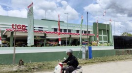 Tampak depan Rumah Sakit Tingkat IV Abdul Rais Fatah berdiri di Jalan Semangka, Tanjung Selor, Kabupaten Bulungan, Kalimantan Utara. Rumah sakit itu diresmikan Presiden Joko Widodo bersamaan dengan peresmian Rumah Sakit Pusat Pertahanan Negara (RS PPN) Panglima Besar Soedirman dan 19 Rumah Sakit TNI lainnya di Indonesia secara virtual dari Jakarta, Senin (19/2/2024). [ANTARA/M Arfan]