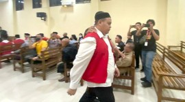 Rivaldo Miliandri G Silonde alias 'Kif' tangan kanan gembong narkoba Fredy Pratama menjalani sidang di Pengadilan Negeri Tanjung Karang, Bandar Lampung dan divonis hukuman mati, Selasa (27/2/2024). [detikcom/Tommy S]