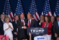 Mantan Presiden Trump saat pesta jaga malam pemilu di South Carolina State Fairgrounds di Columbia, Carolina Selatan pada Sabtu (24/2/2024). [Foto: Victor J. Blue/Bloomberg via Getty Images]