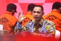 Nurul Ghufron, Wakil Ketua KPK dalam konferensi pers di gedung Merah Putih KPK, Jakarta Selatan, Jumat (15/3/2024). [detikcom/Ari S]