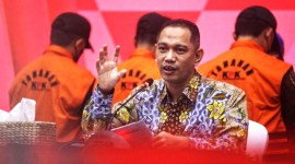 Nurul Ghufron, Wakil Ketua KPK dalam konferensi pers di gedung Merah Putih KPK, Jakarta Selatan, Jumat (15/3/2024). [detikcom/Ari S]