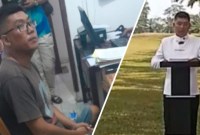 Jannes Kilon Diaz alias JKD saat menjalani pemeriksaan di kantor polisi (kiri). dan foto kanan: Screenshot dari video yang beredar saat pelaku mengaku dirinya nabi. [f: ist/mistar]